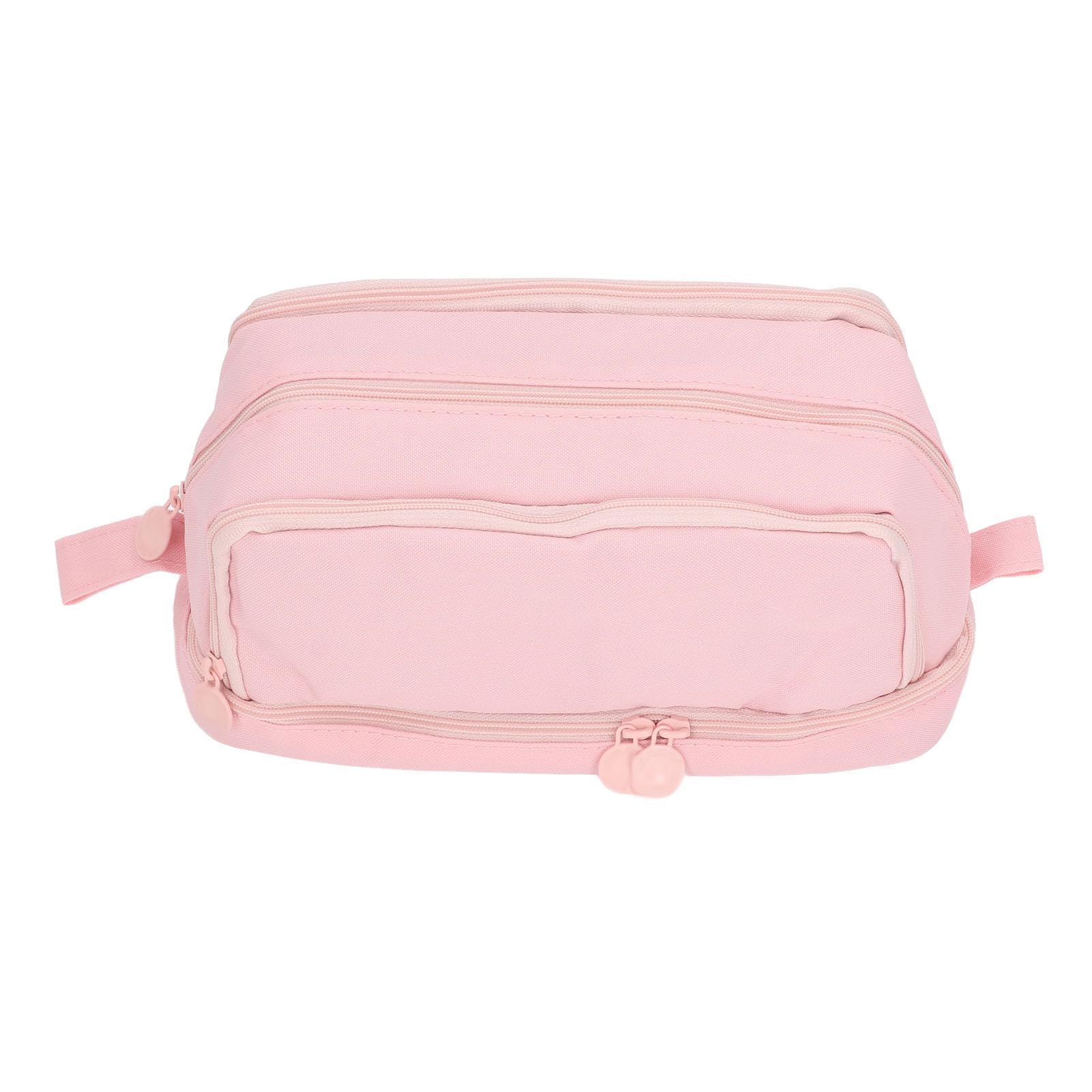 Mavaol Large Capacity Pencil Case Dual Opening Pencil Bag Durable Canvas Pencil Box Portable Multipurpose Pencil Pouch for School Library (Pink)