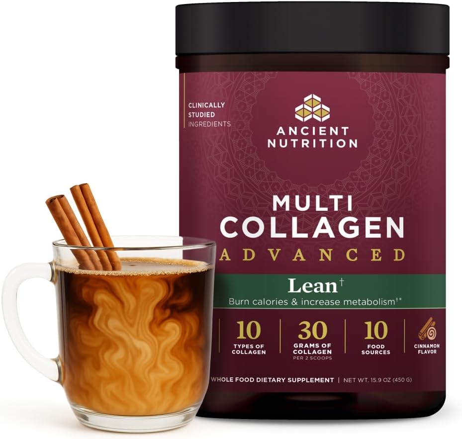 Advanced Hydrolyzed Collagen Peptides Powder Protein Lean with Probiotics and Vitamin C, Cinnamon, for Women & Men, Supports Healthy Weight Management & Muscle Building, 25 Servings