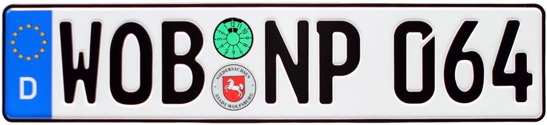 Wolfsburg German Euro Plate with Seals - Random Characters