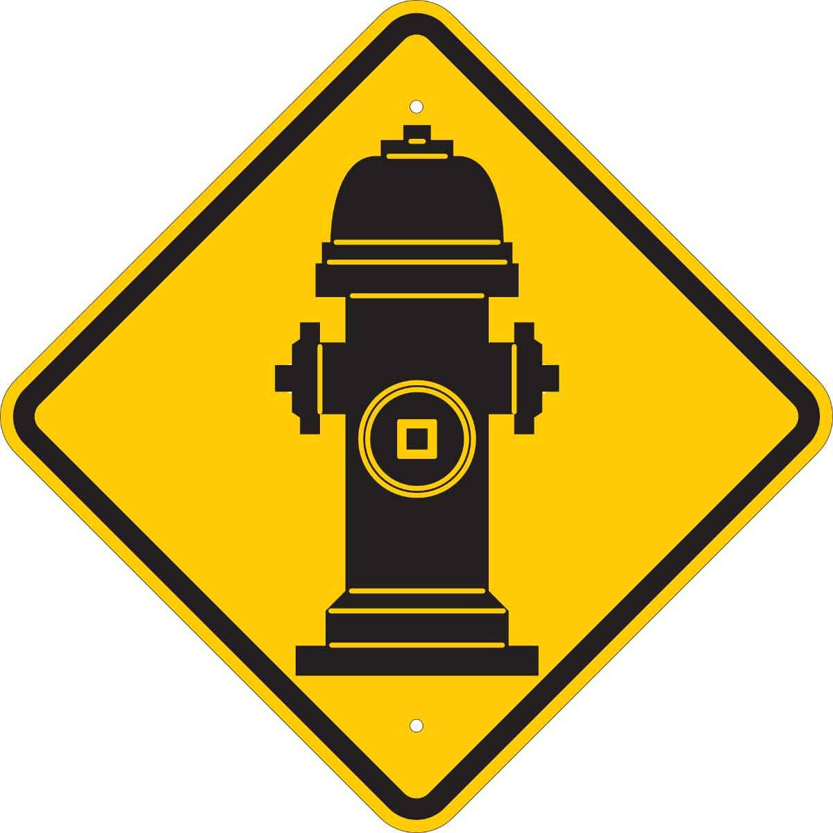 Brady 124610 Traffic Control Sign, Legend"Fire Hydrant Symbol", 24" Height,  24" Weight, Black on Yellow: Amazon.com: Industrial & Scientific