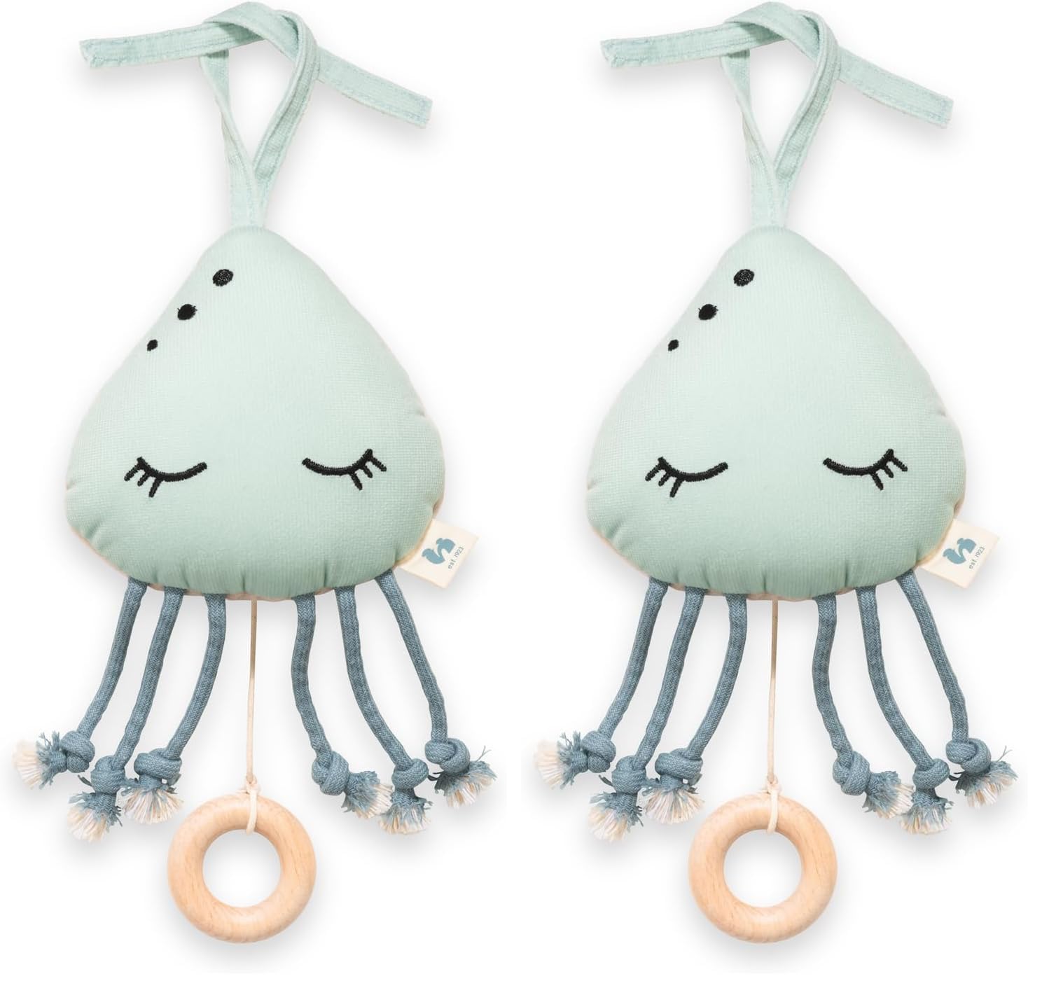 hauck Cuddle N Sleep, Qualle - Baby Spieluhr zum Aufhängen - Kuscheltier mit Herausnehmbarem Spielwerk - Brahms' Wiegenlied Guten Abend Gute Nacht - ca. 2 Minuten Spieldauer (Packung mit 2)