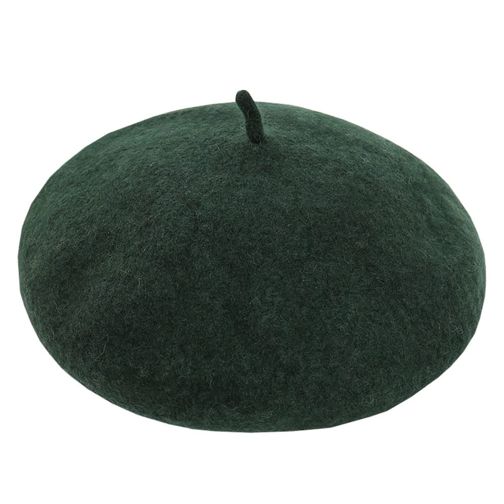 Classic French Artist Beret for Women Wool Beret Hat Solid Color (as1, Alpha, m, Dark Green, M)