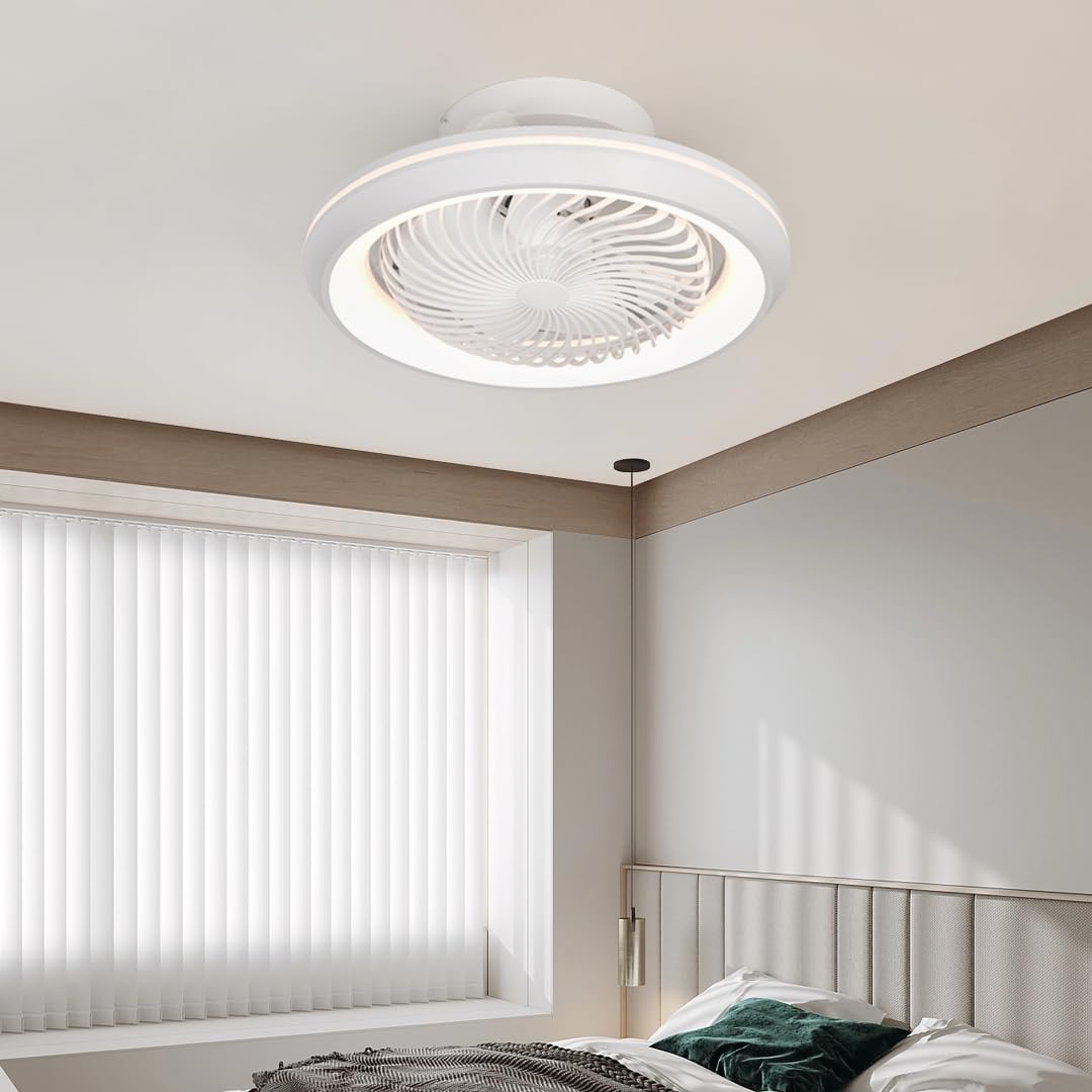 DUPI Ventilador Plafon de Techo con Luz Led OSCILAND, Amplia cobertura de aire gracias a su función oscilante 360º. 6 Velocidades, color led regulable 3000K-4000K-6500K. Mando a distancia (Blanco)