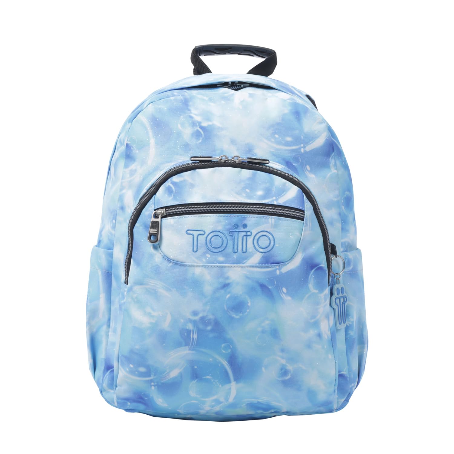 TOTTO Mochila Escolar Adaptable a Carro, Modelo Acuareles, Capacidad 20 L, Bolsillo para Pc 14", 2 Bolsillo Botella, Espaldar Ergonómico con Flujo de Aire, Cómodas Correas en S, Estampado Bubul