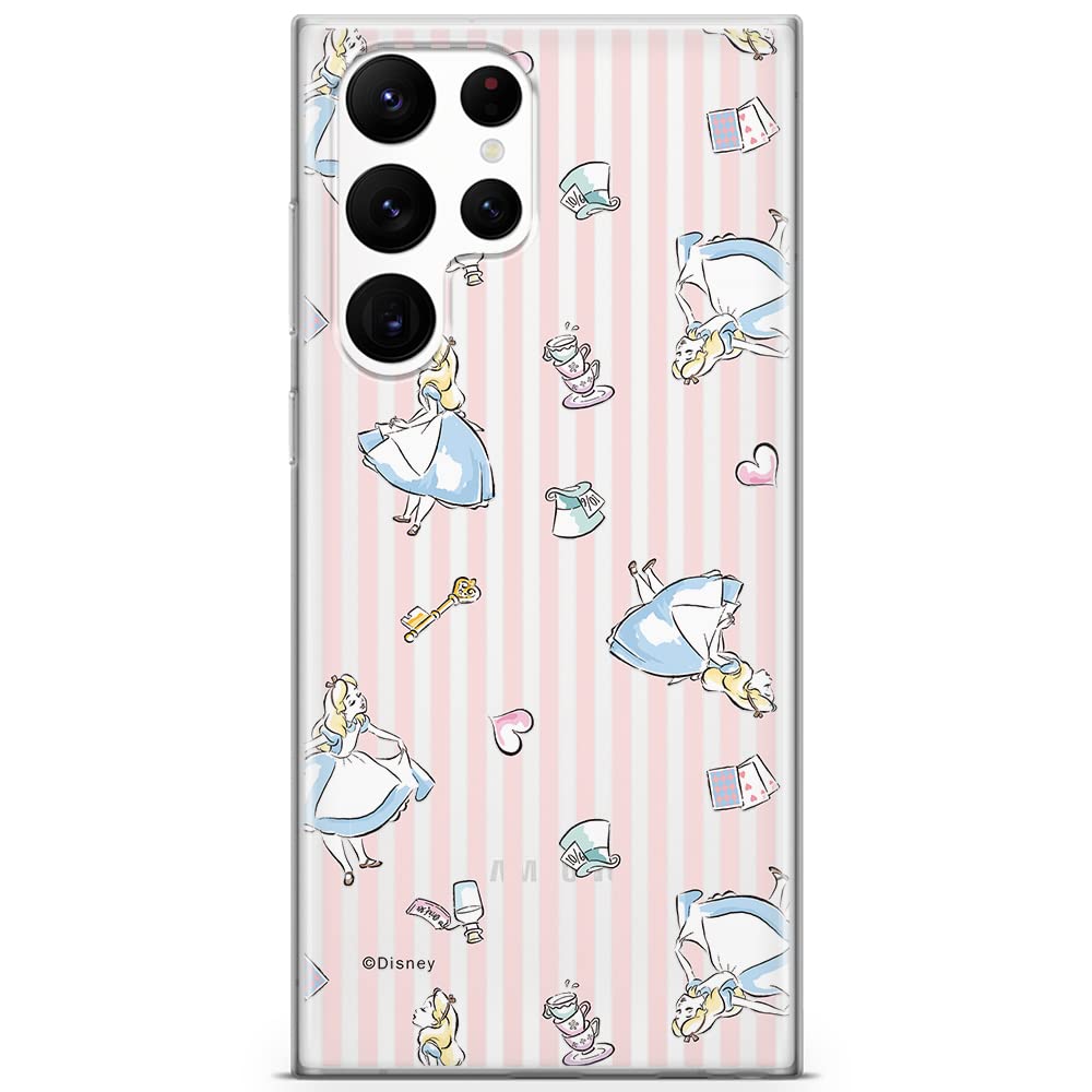 ERT GROUP mobile phone case for Samsung S22 ULTRA original and officially Licensed Disney pattern Alice 001 optimally adapted to the shape of the mobile phone, partially transparent