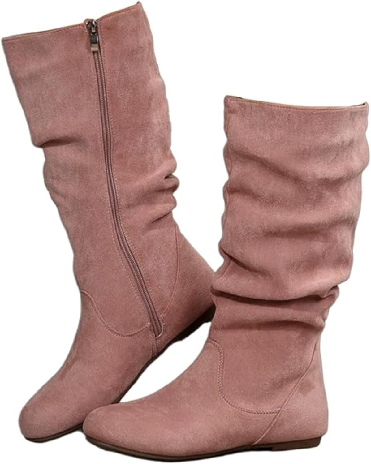 Slouchy Boots For Women Mid Calf Pointed Toe Fall Low Heel Slip on Fashion Western Tall Knee High Boots Pull On 2025