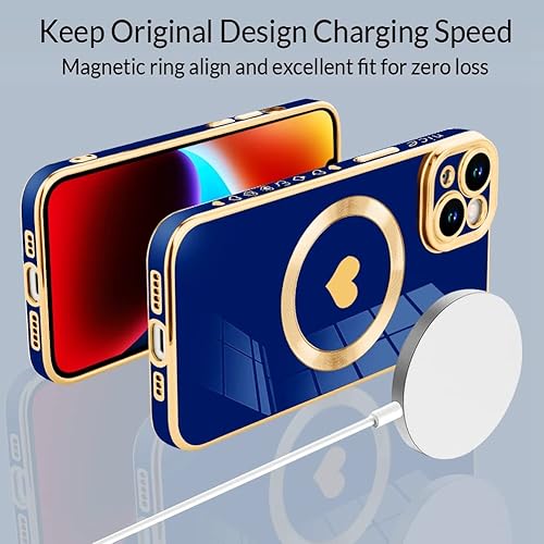 Miniatura 8 de tharlet Funda magnética para iPhone 15 Pro Max compatible con Magsafe Linda funda de lujo con borde chapado de lujo con lente de cámara completa