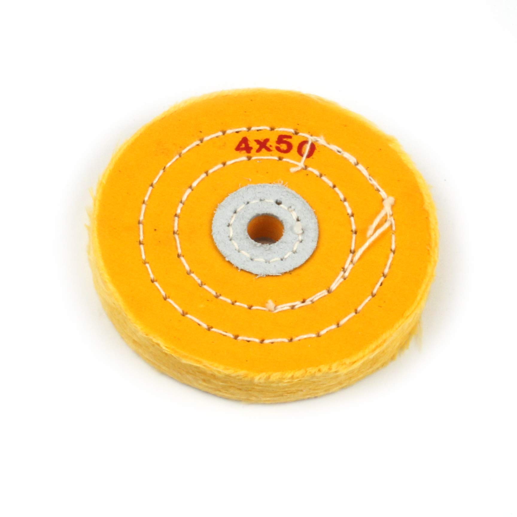 4 Inch Cloth Buffing Polishing wheel with 2/5 Inch Arbor for Bench Grinder Buffer Tool, Yellow, 50 Ply
