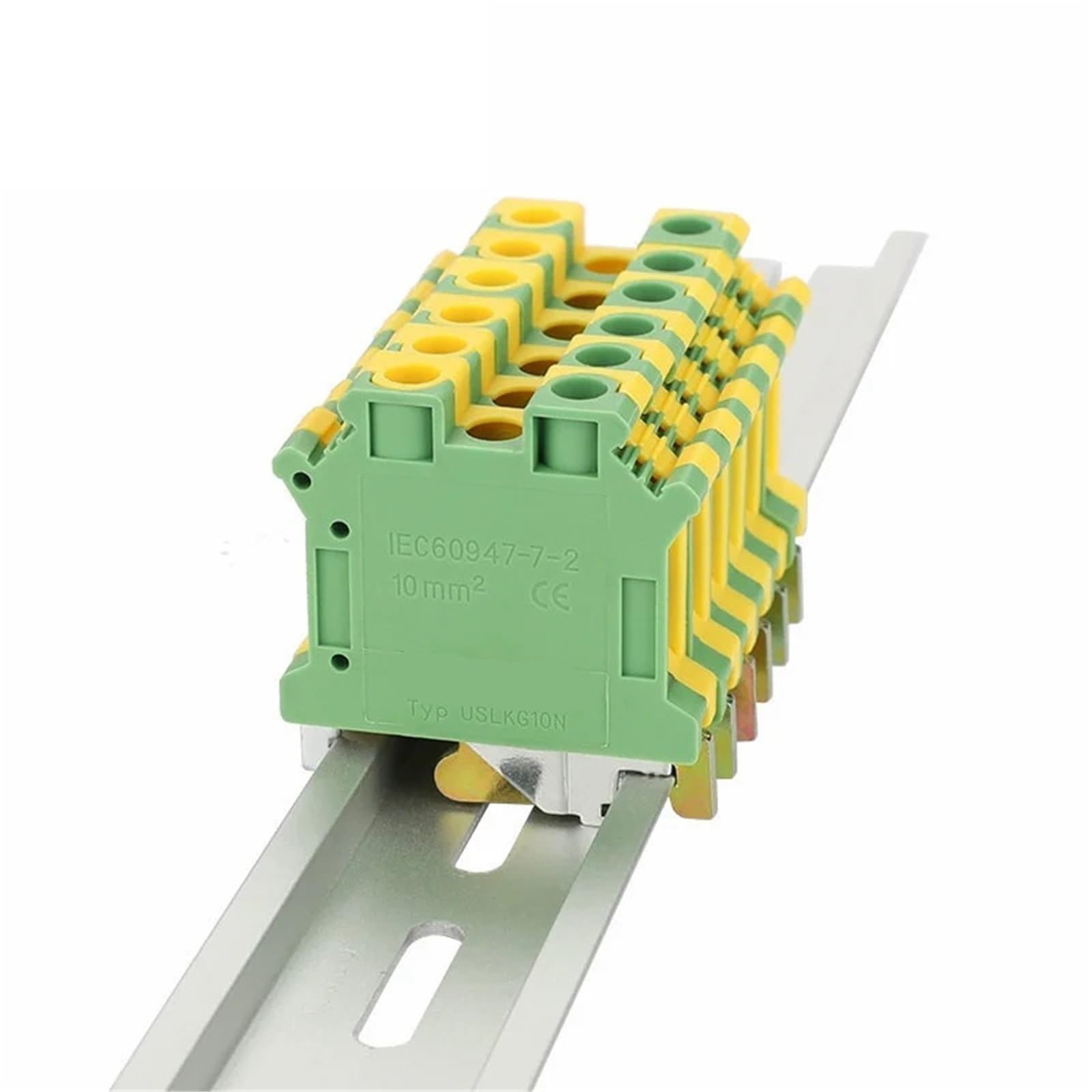 USLKG10N Morsettiera modulare a vite for terra for UK-10N, connettore elettrico for guida DIN con filo da 10 mm² USLKG10 USLKG-10N(10 Pcs)