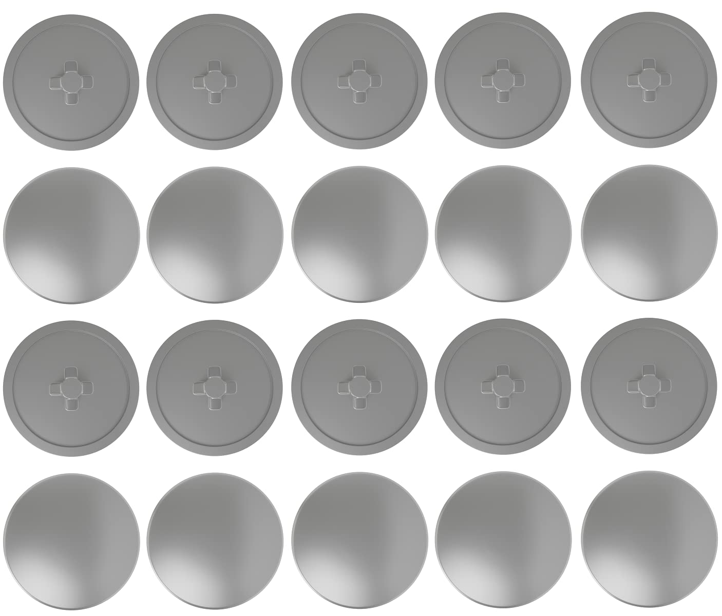 Plastic Cross Head Screw Covers for Pozidriv Size 2, Pack of 20, gray