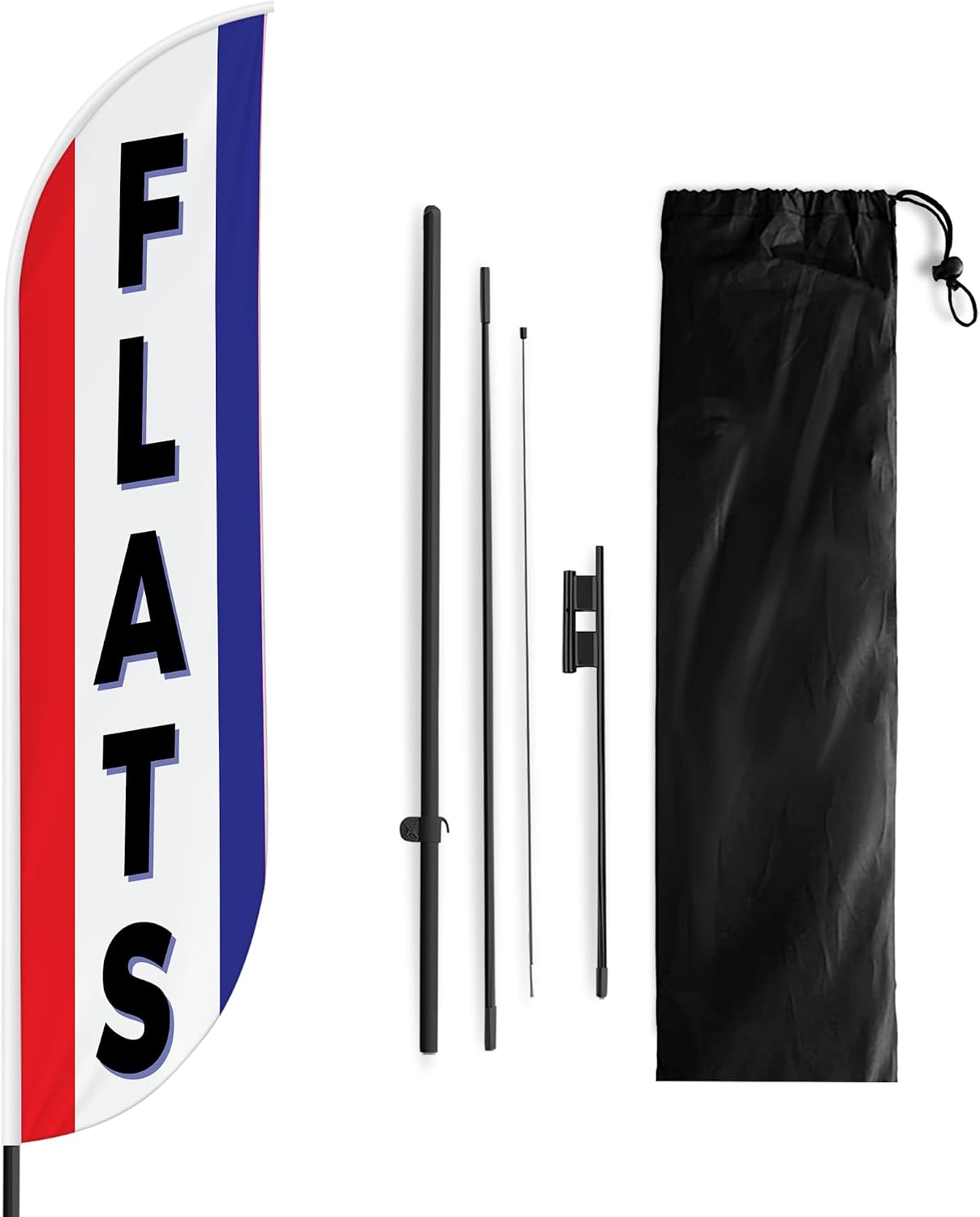Flats Sign feather flag Pole kit for Outdoor by Mavis Printing | 15 FEET Long Polyester Outdoor Banner Flag for Easy Hang | HD Print Swooper Flags to Advertise Real Estate Business| Made in USA