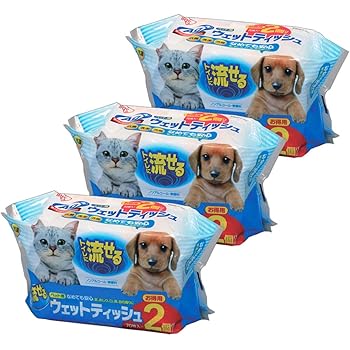 【3個セット】ペット用流せるウェットティッシュ 70枚入×2P PNWT-2P