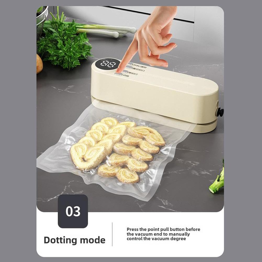 Machine à Sceller Sous Vide Portable Rechargeable - 3 En 1 (sous Vide, Scellage, Gonflage) - Avec Sacs Inclus - Pour Conservation Aliments