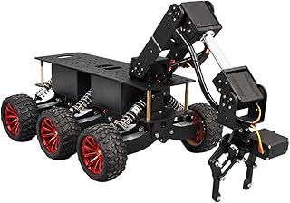 LOUIKA Programmable Toys 6WD Platform Robotic Car With 4 Dof Robot Arm Intelligent Car for Ps-2 or Aircraft Programmable DIY Kit (Color : Full set wirh ps-2, Size : Unassembled)