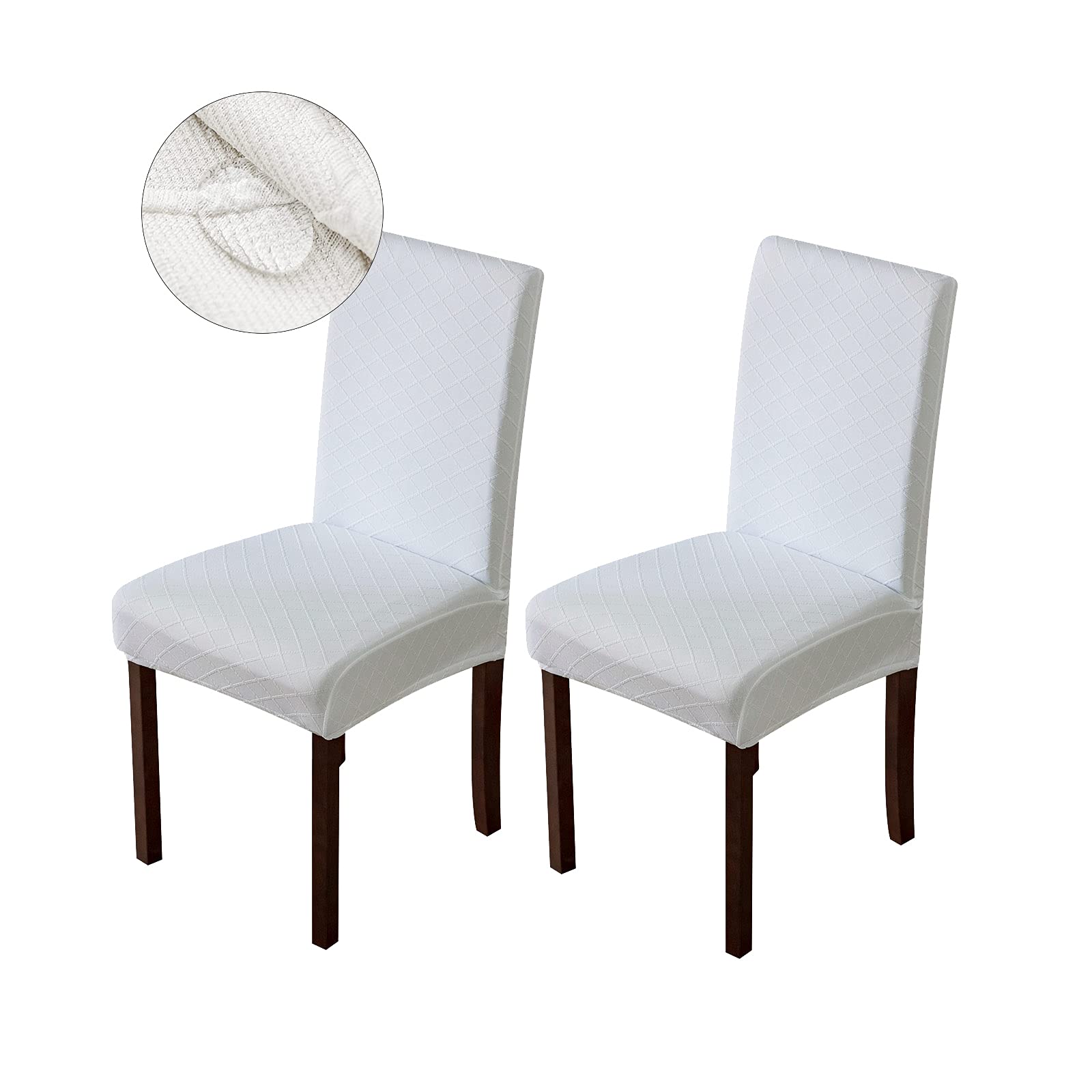 Genina Waterproof Chair Covers for Dining Room Dining Chair Covers Kitchen Parsons Chair Covers (White, 2 PCS)