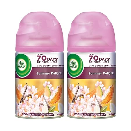 Airwick Freshmatic Automatic Room Freshener Refill, Summer Delight - 250 ml (Pack of 2) | 2600 Sprays Guaranteed | Lasts up to 70 days