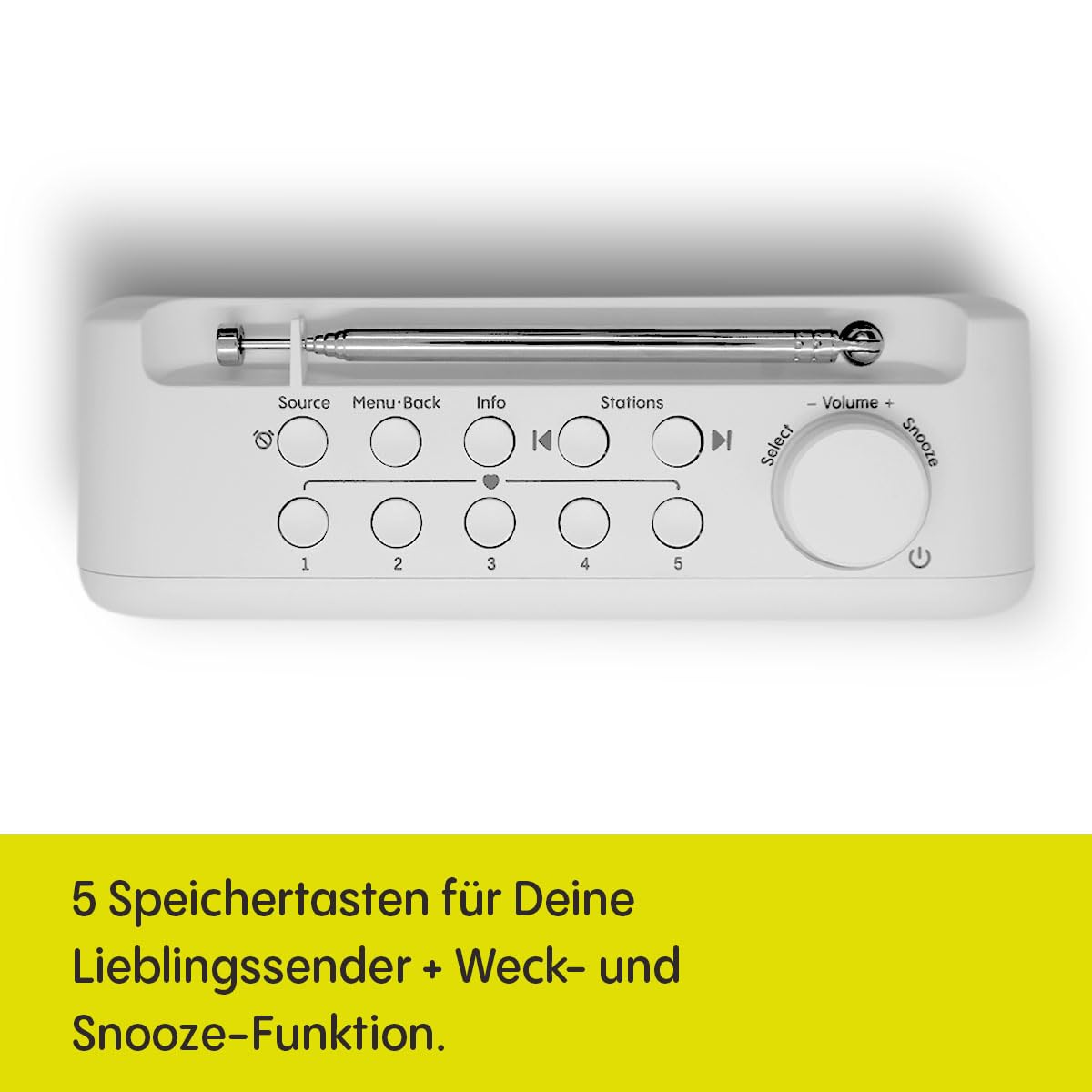 Pure Elan One2 tragbares DAB+/FM Radio mit Bluetooth 5.1 (LCD-Display, 10 Speichertasten, Batteriebetrieb mit 4xAA möglich) Cotton Weiß