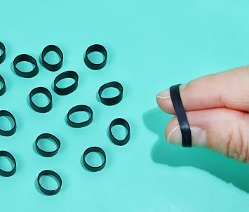 ONLYKXY 200 Pieces Black Mini Silicone Cable Ties 0.3 inch Diameter Flat Rubber Bands Elastic Bands Supplies Reusable Rubber Rings Thick Rubber Bands for School Home or Office Elasticity Coil Ring