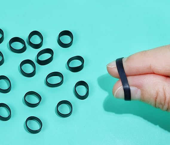 ONLYKXY 200 Pieces Black Mini Silicone Cable Ties 0.3 inch Diameter Flat Rubber Bands Elastic Bands Supplies Reusable Rubber Rings Thick Rubber Bands for School Home or Office Elasticity Coil Ring