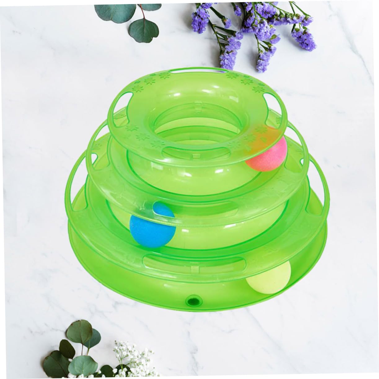 SUPVOX Jouet pour Chat Interactif À Trois Niveaux 25X25X13 Cm Plaque Ronde avec Piste De Roulette Stimule Agilité Et Exercice pour Chats Intérieurs