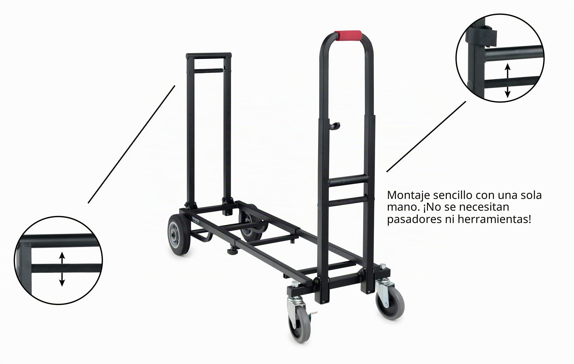 Carro de Transporte Stagecaptain Sherpa SCS-60 MKII (Medio), 5 cm x 2 | Longitud (superficie útil de carga): 58 a cm, Ancho superficie de carga: 27 cm, Ancho con ruedas: 38 cm, 5 cm x 2, 5 cm, 1 kg