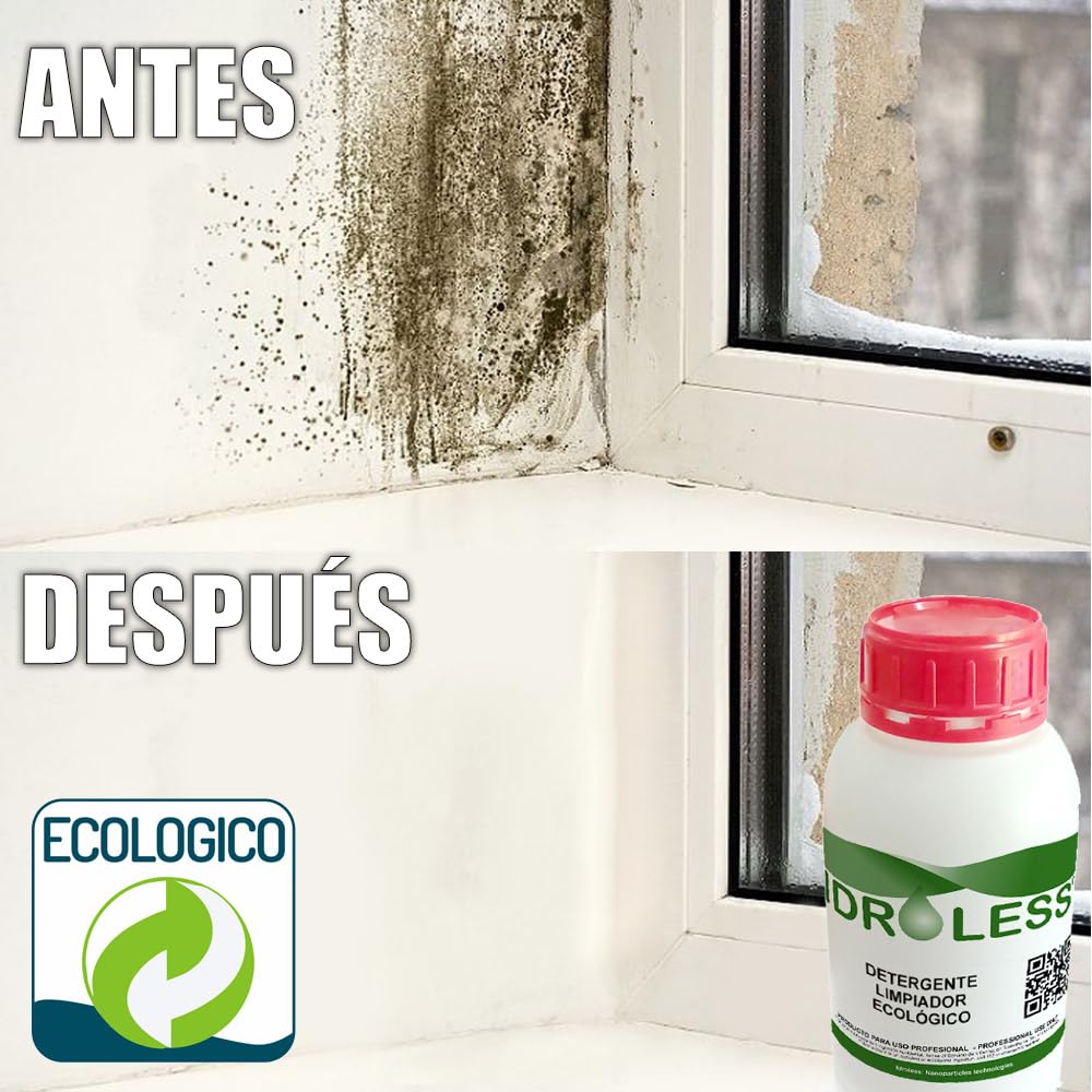 Detergente Limpiador Antihumedades 5L Sin Cloro y Sin Disolventes | Elimina las manchas de humedad sin aclarado. Ideal para paredes interiores y techos de baños, habitaciones. Sin olores.