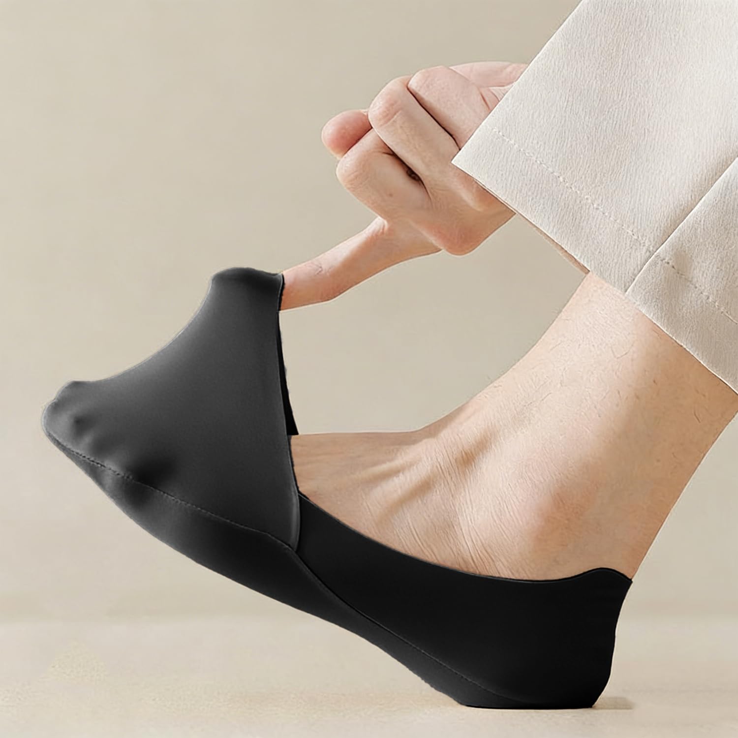 6 Pares de Calcetines Invisibles para Hombre, Ligeros y de Corte Bajo, Antideslizantes para Mocasines, Zapatillas, Zapatos de Cuero, Nude y Negro