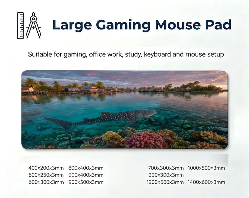 TiburóN Alfombrilla Ratón 1200x600x3mm Mouse Pad Regalo los Hombres Kl-817