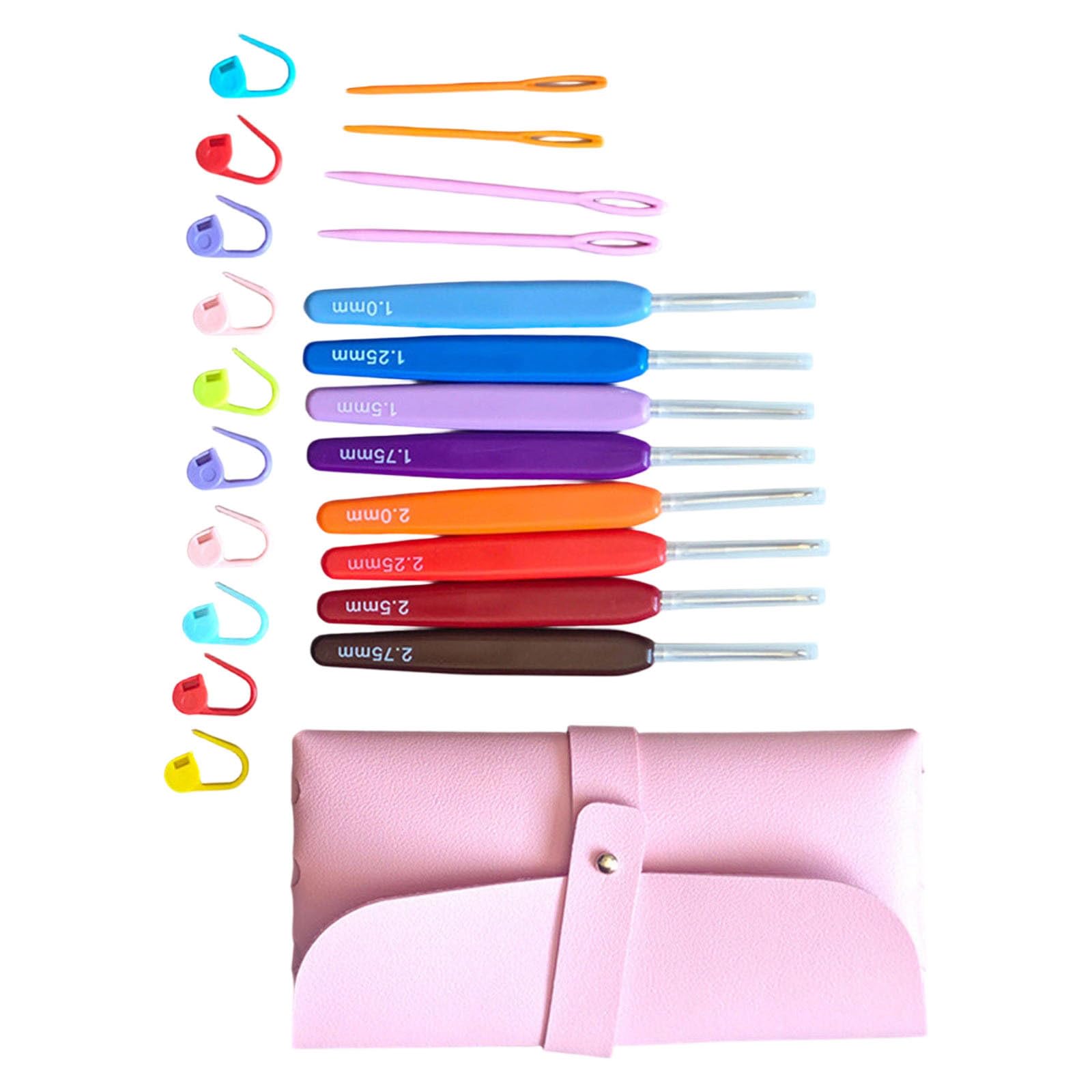 Oxxggkao 8Pcs Colored Handle Crochet Hook Includes Large Eye Needle Knitting Marker for Scarves Blanket and Yarn Craft Colorful Handle Crochet Fasteners