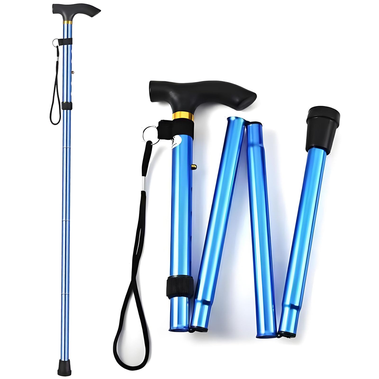 Walking Cane, Folding Cane for Men, Women, and The Elderly, 5-Level Adjustable Height, Travel Cane ，Folding Lightweight Walking Stick，Anti-Slip,