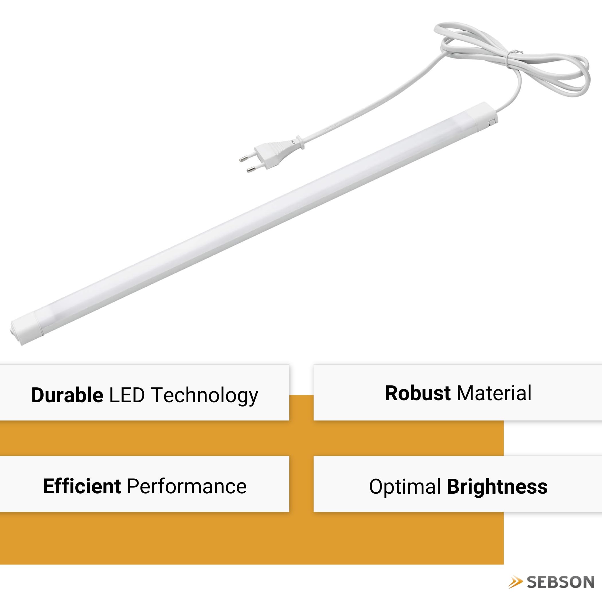 SEBSON Lampa kuchenna pod szafkę, 80 cm, lampa sufitowa LED 12 W, 4000 K, 1000 lm, listwa świetlna z wtyczką i przełącznikiem 230 V, IP 20, 24 x 13 x 800 mm