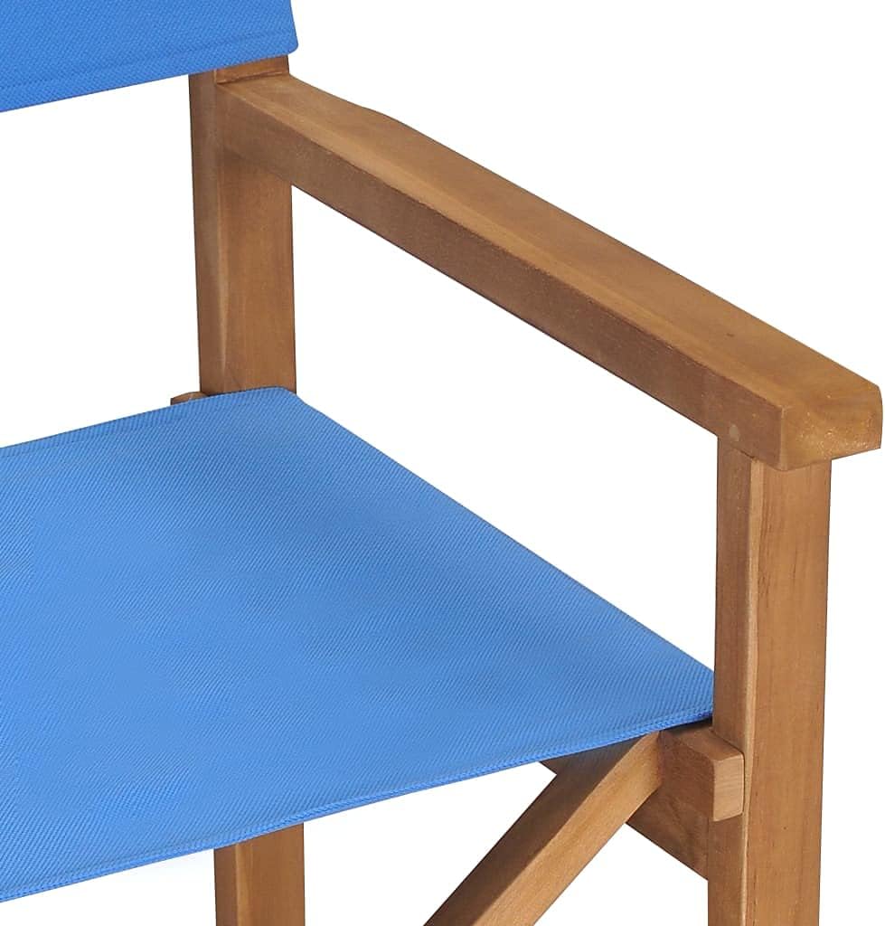 Comfortable Teak Director's Chair for Relaxation, Foldable Design for Easy Storage, for Garden and Patio, Blue