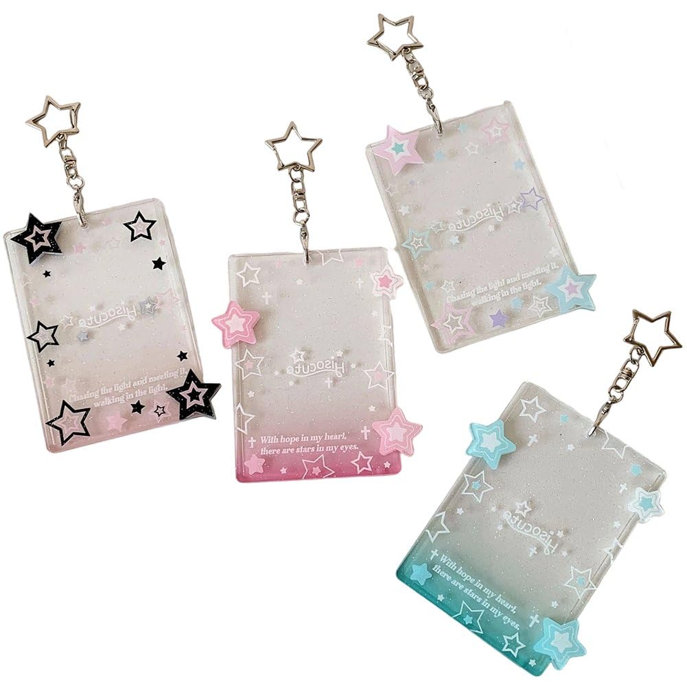 Lot De 4 Porte-Cartes Photo Star, Porte-clés Transparents Y2k, en Acrylique, Mignons, pour Album Photo