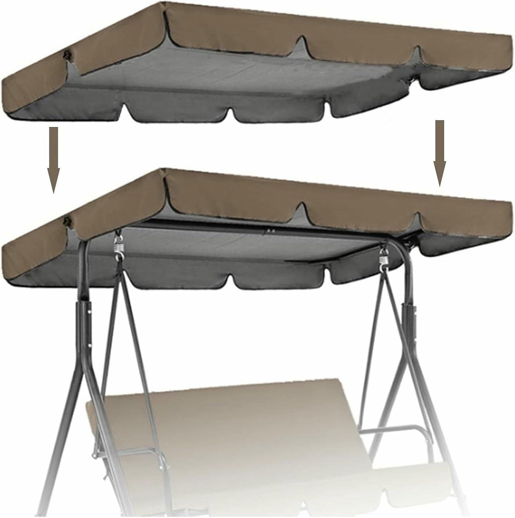 Canopée de remplacement pour balançoire de jardin toit étanche en tissu gris