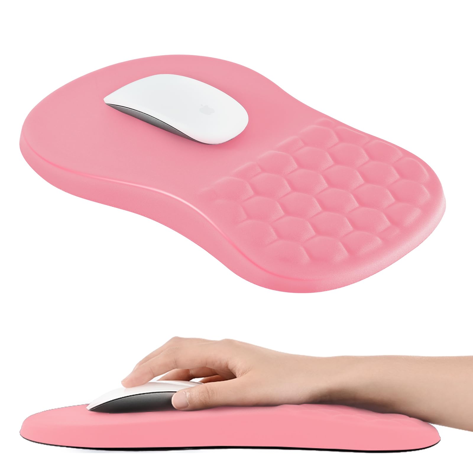 EooCoo Mouse Mat Wrist Support with Massage Design, Gaming Mouse Pad, Ergonomic Wrist Rest Pain Relief Mousepad with Smooth Lycra Surface & Non-Slip PU Base, Home Office PC Desk Accessories, Black — view 11