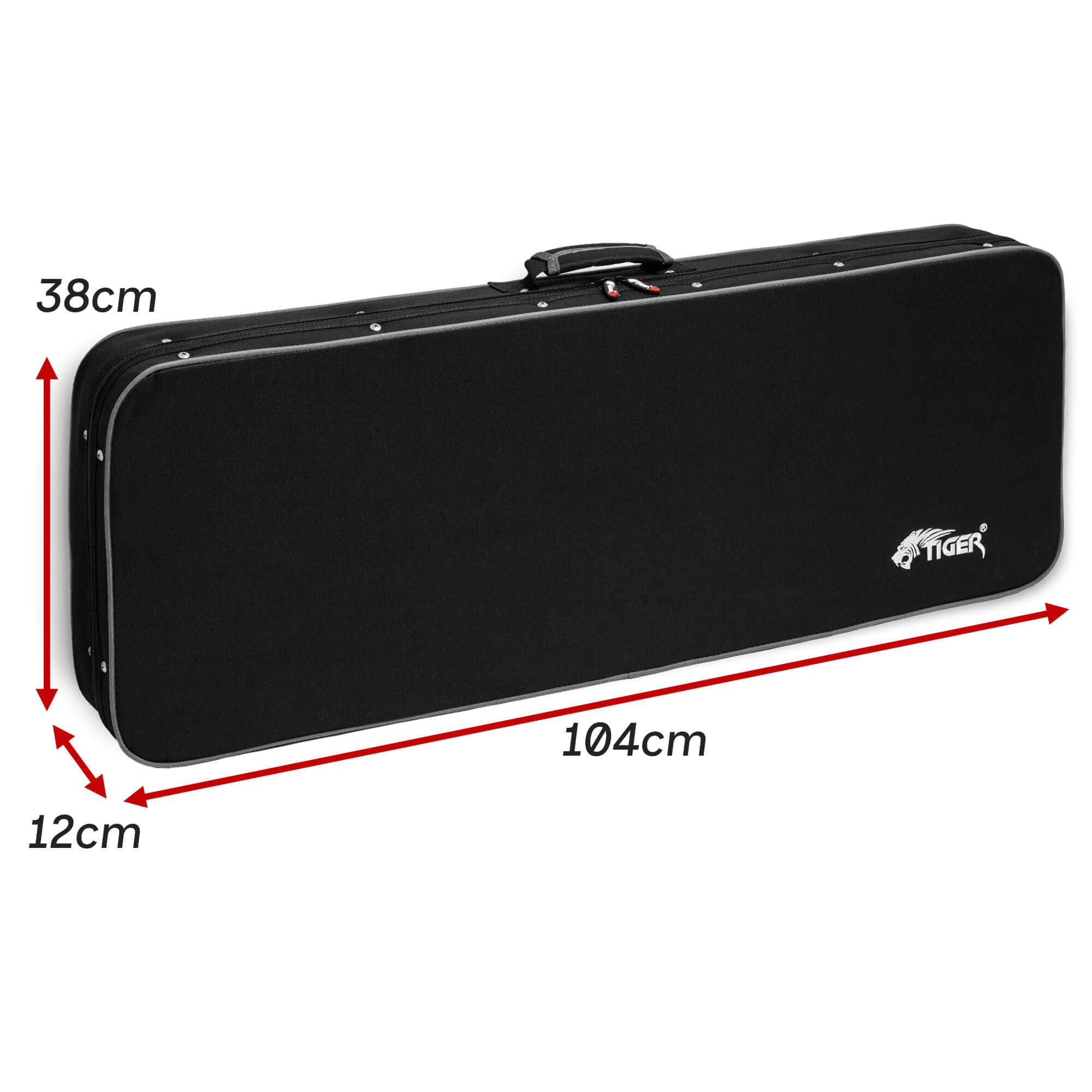Tiger Custodia in schiuma rigida per chitarra elettrica, dimensioni standard, 99 cm, in schiuma modellata con manico per il trasporto, doppio stoccaggio, esterno Oxford 600D resistente alle intemperie
