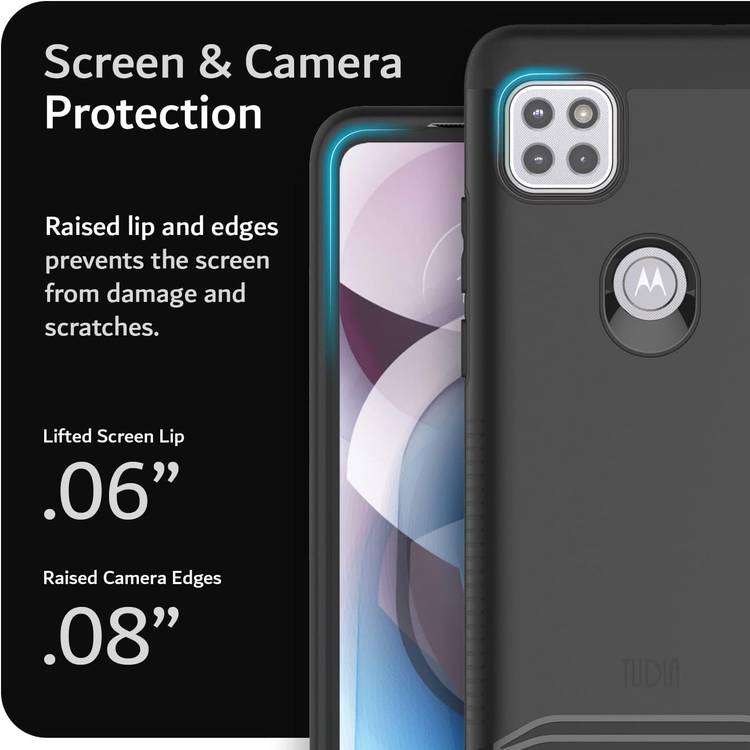 TUDIA DualShield Designed for Motorola One 5G ACE Phone Case 2021, [Merge] Shockproof Military Grade Dual Layer Tough Slim Heavy Duty Protection for Moto One 5G UW ACE Case - Matte Black