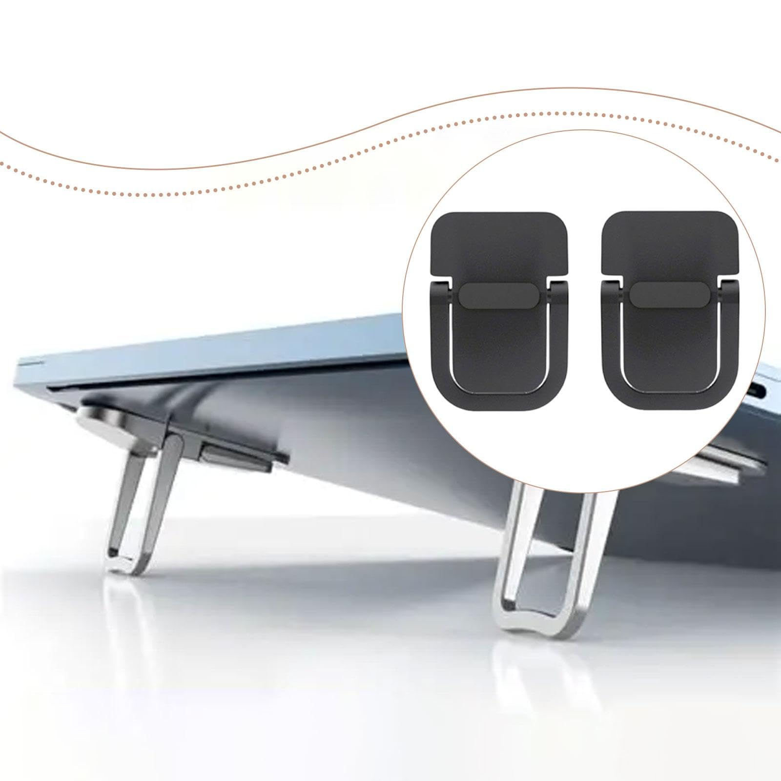 2 soportes de aleación de zinc para laptop, elevador ergonómico portátil para refrigeración y apoyo, patas ajustables para laptop, diseño negro elegante para uso doméstico y oficina