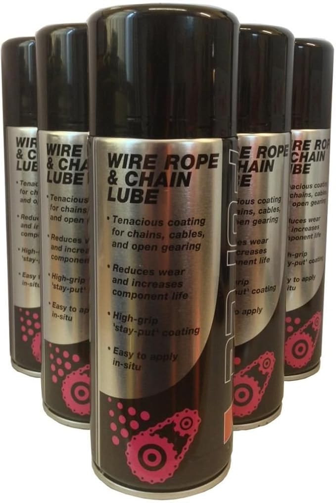 (PACK OF 4) 400ml Wire Rope & Chain Lube Anti Fling Spray Grease for chains cables, fork lifts