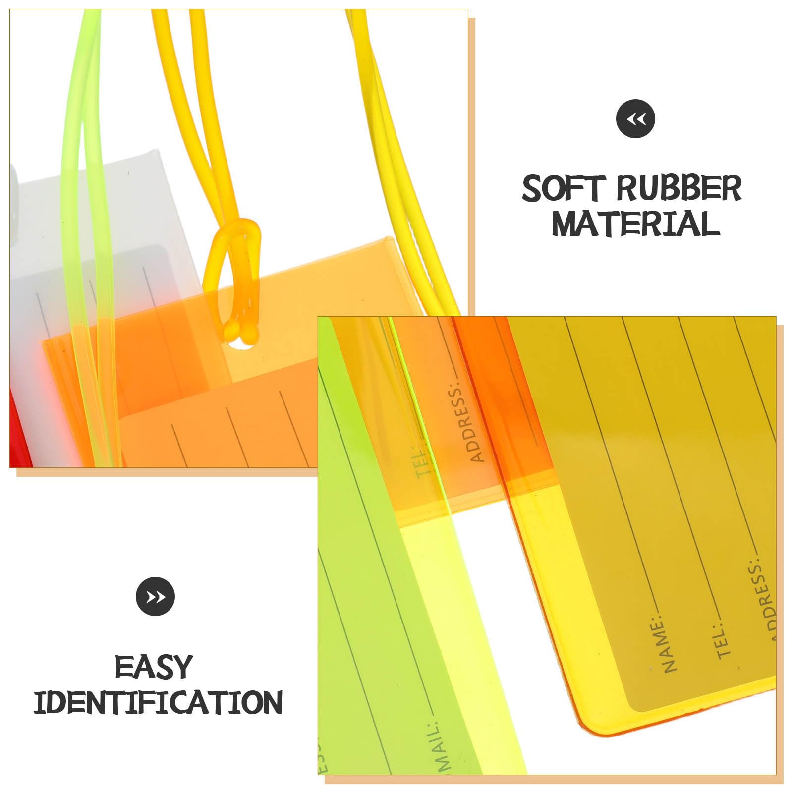 USHOBE Etichette Riutilizzabili 100 in Pvc con Pezzi Colorato per Bagagli e Cartoncino Identificazione Bagagli, per Viaggi e Check-in Aeroportuale