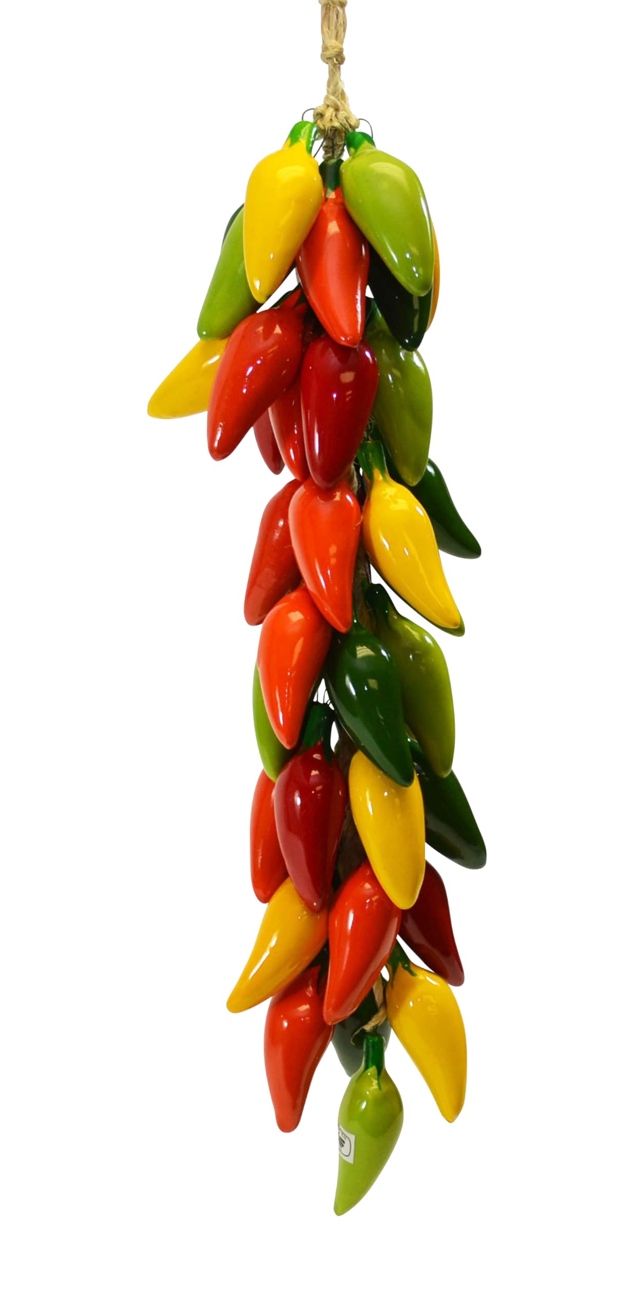 Ristra/String of Ceramic Jalapeno Peppers, Multi-Color, with 32-40 Peppers, 20 Inches Long