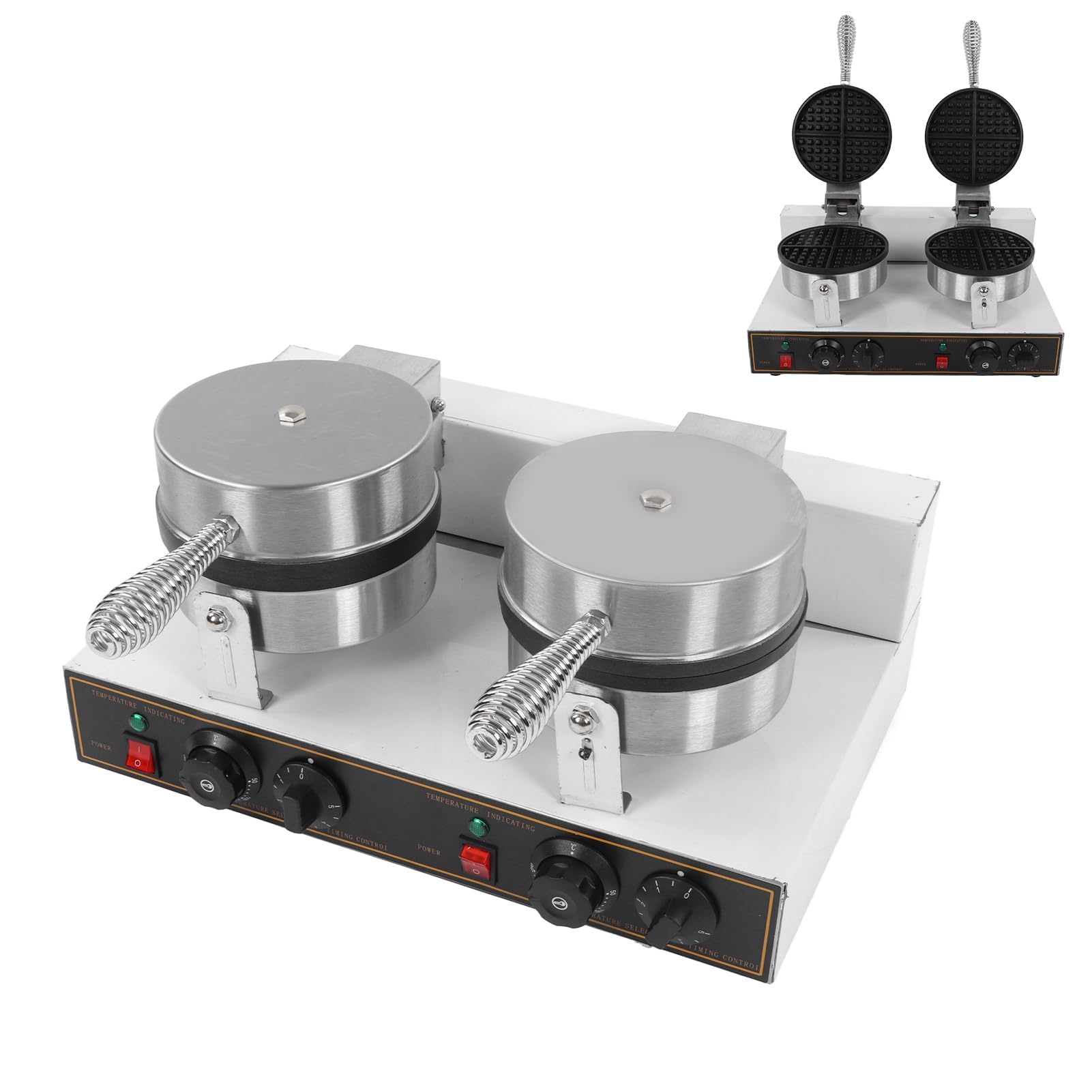 Gaufrier Double Professionnel 2400W, Chauffage Rapide, Revêtement Antiadhésif, Poignée Isolée, Prise UE 220V