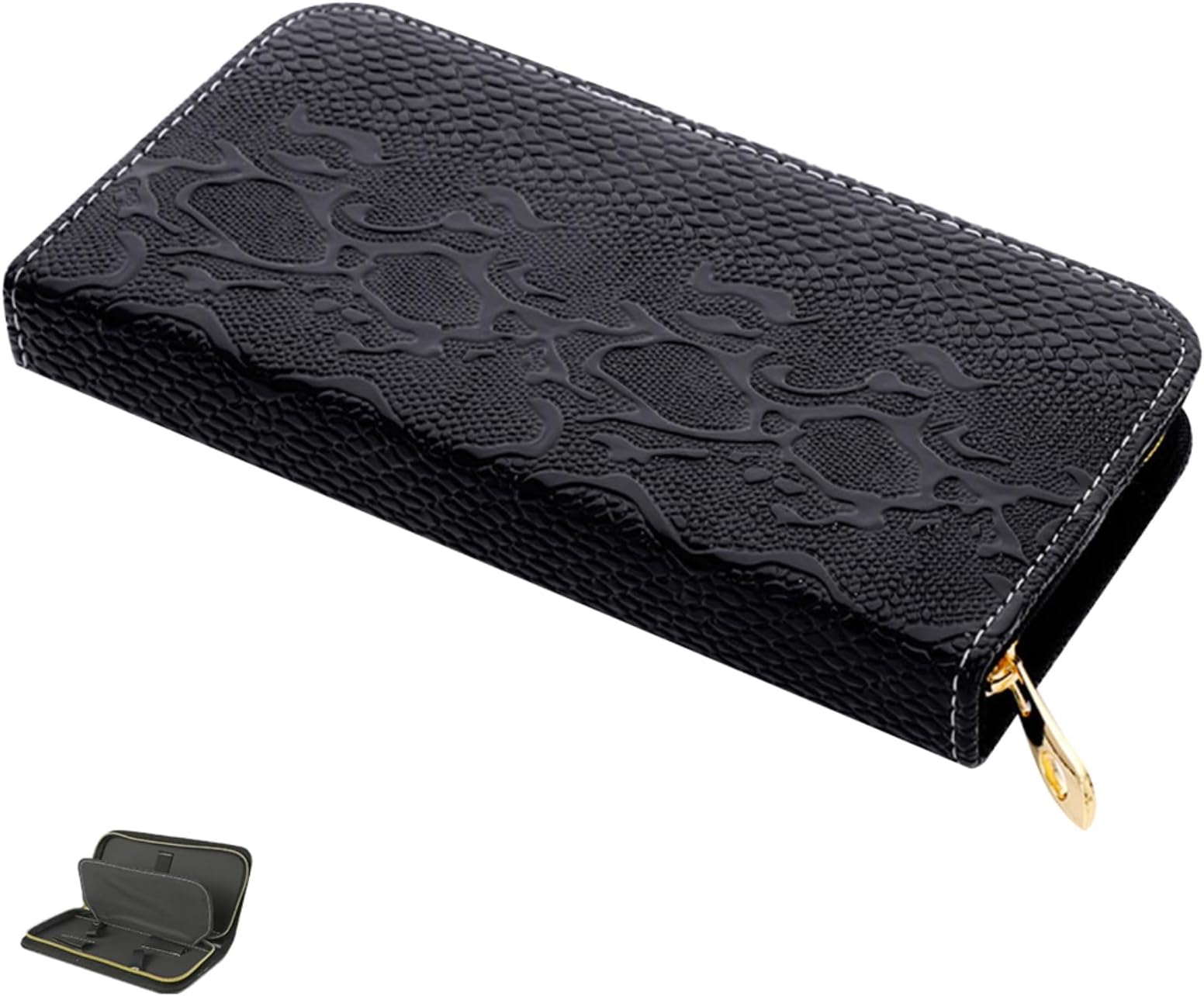 Zerodeko Hairdresser Scissor Holder Bag, PU Leather Salon Scissor Organizer Bag with Zipper for Hairdresser Stylist Tool Bag Leather Holder Bag, Black