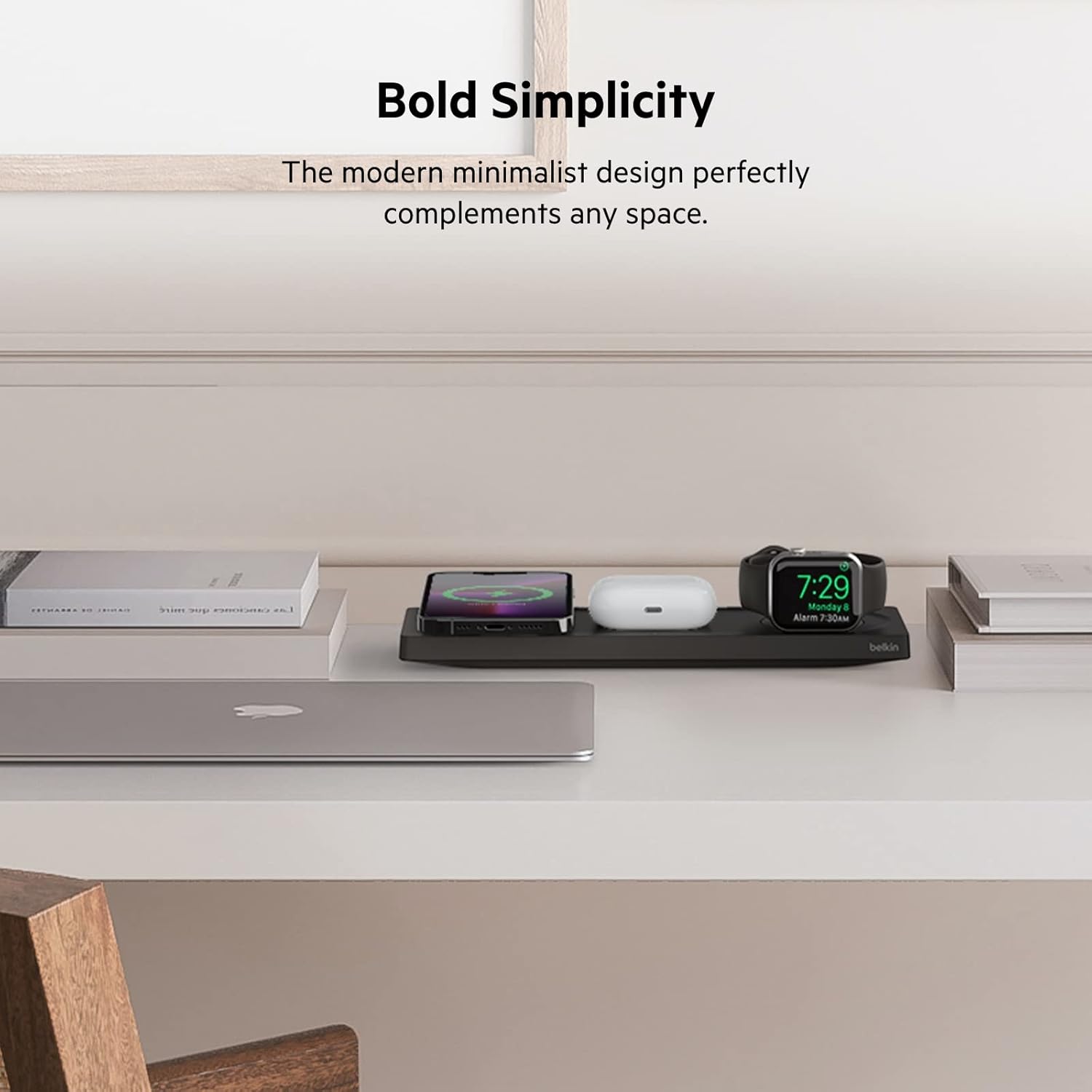 Belkin MagSafe 3-in-1 Fast Wireless Charger, MFi Certified Fast Charging Travel Pad for iPhone 13 and 12 Series Pro, Pro Max, Mini, Apple Watch Series 7 and Older, AirPods 2, AirPods, AirPods Pro : Cell Phones & Accessories