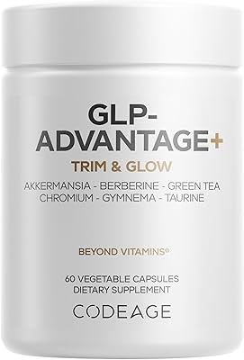 Codeage GLP-Advantage Supplement - Metabolic & GLP-1 Activity Support - Chromium, Berberine, Green Tea, Gymnema, Curcumin, Taurine, Resveratrol - Weight Management & Gut Health, Non-GMO - 60 Capsules