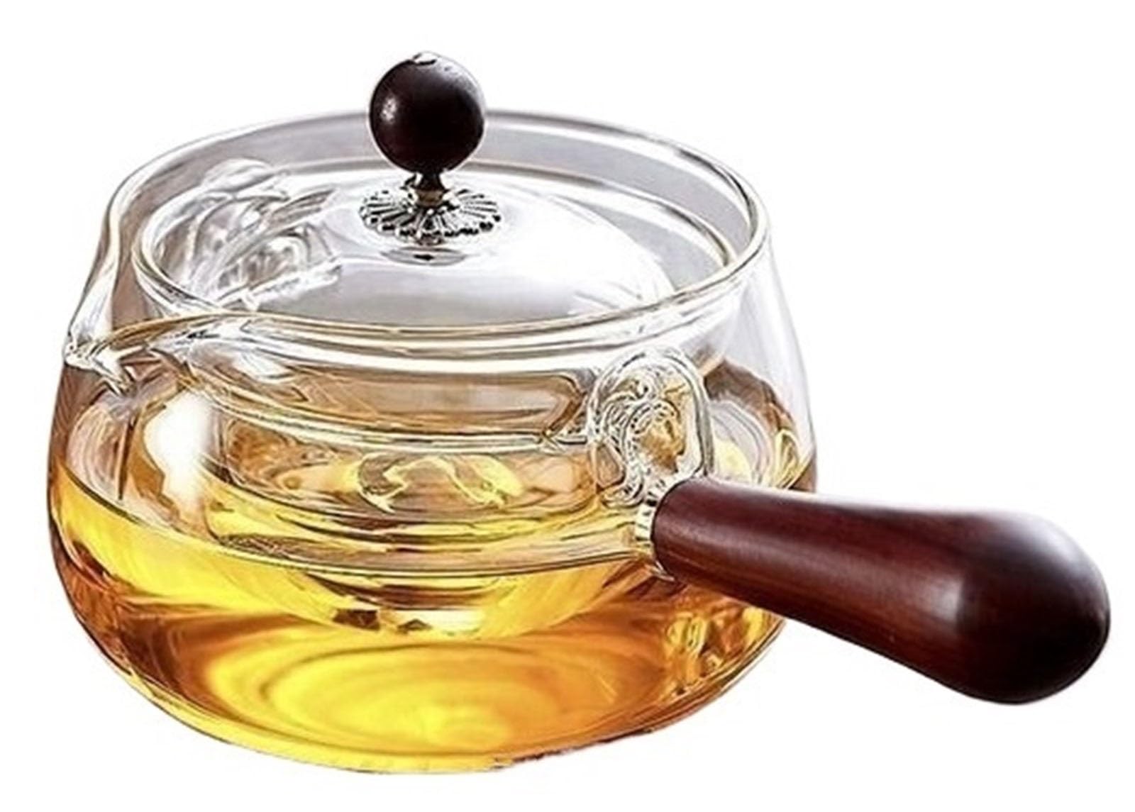 HUFENYU 360 Rotation Tea Maker Glass Teapot With Infuser 360 Rotating Teapot Infuser Resistant Glass Teapot With Rotating Strainer For Home Travel(Clear)