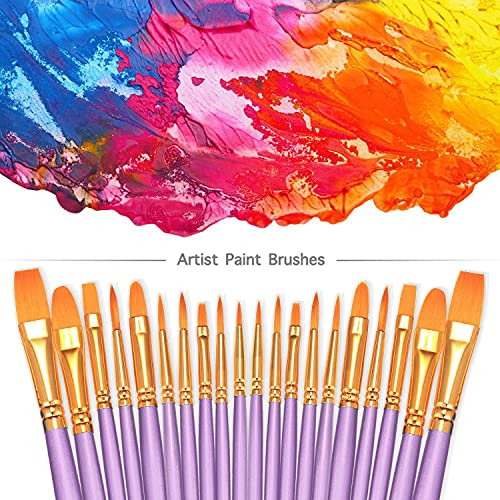 Image of BOSOBO Assorted Nylon Acrylic Artist Paint Brushes Set,Purple,80 Pcs