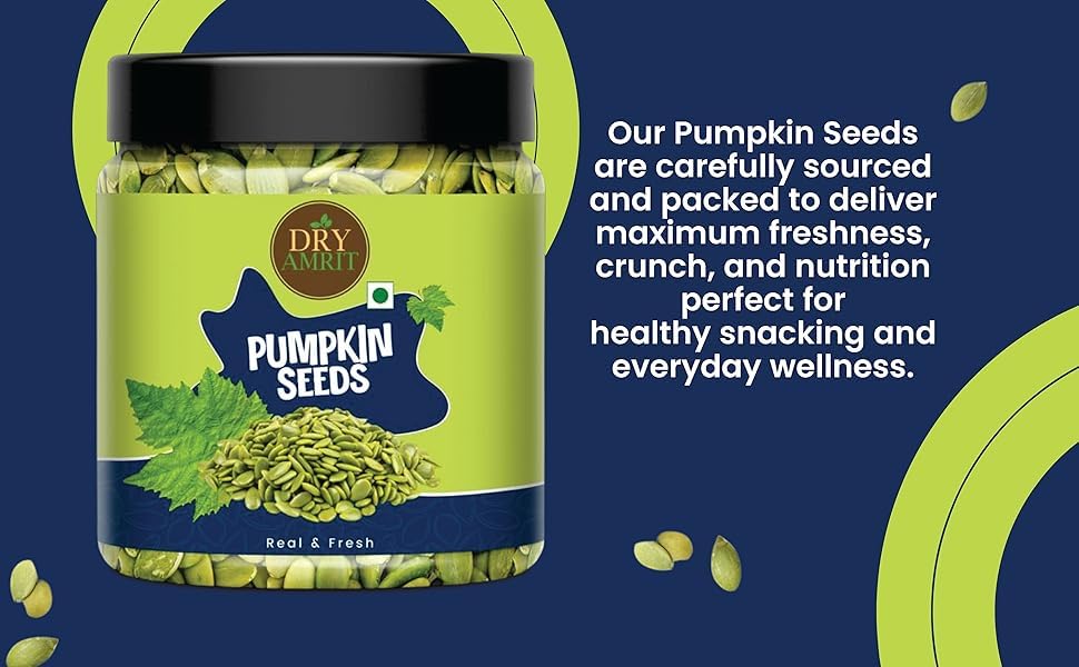 Image of DRY AMRIT Premium Pumpkin Seeds 500 gm | Rich In Protein, Fiber & Nutrition | Jumbo Pumpkin Seeds | Immunity-Boosting | Healthy Diet Snacks | Jar Pack