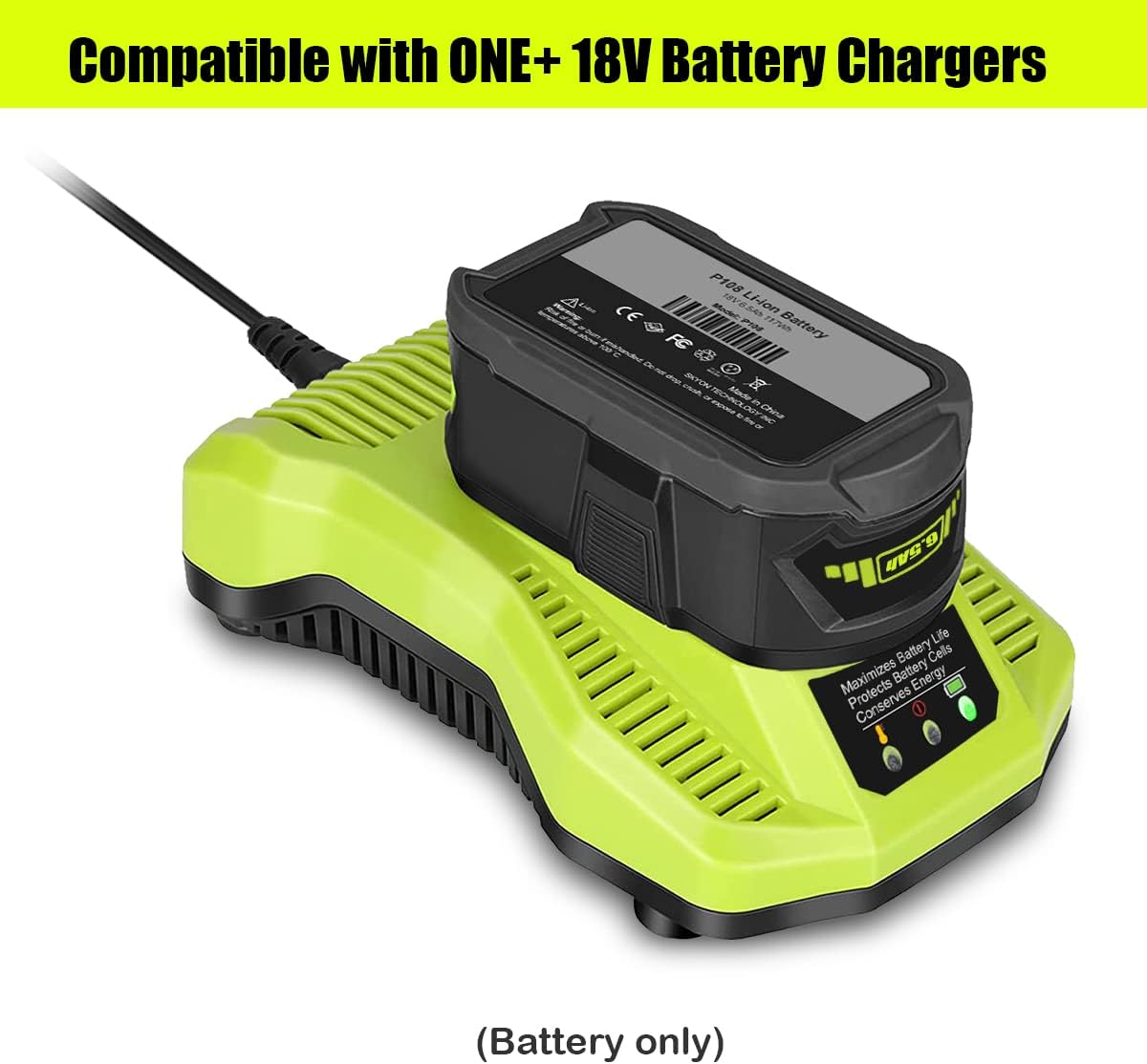 18V Battery for Ryobi 18-Volt Cordless Tools Battery, 2-Pack 18V Battery Capacity Output 6.0Ah