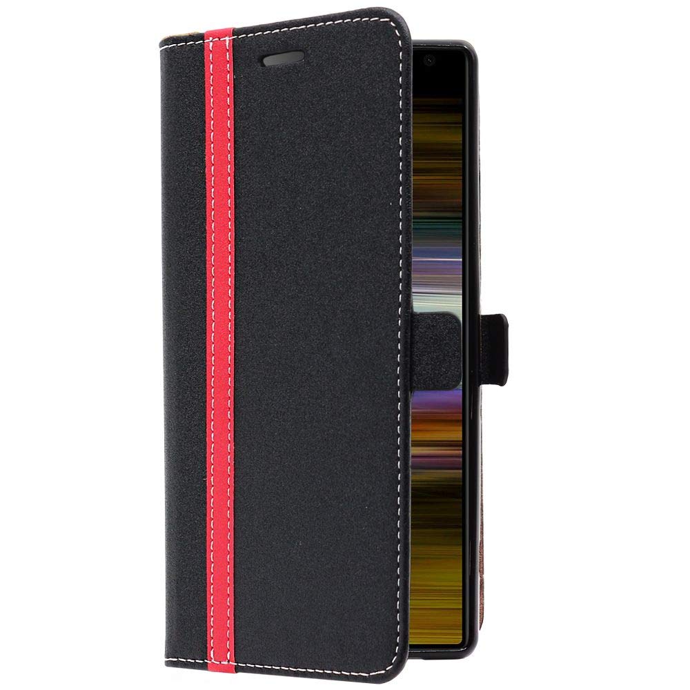 EbestStar Cover Per Sony Xperia 10 Plus (2019) - Custodia Libro Portafoglio In Pelle PU Con Porta Carte, Nero/Rosso - 2